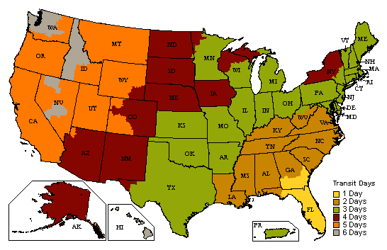 VeinityRX shipping map